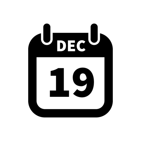 Simple black calendar icon with 19th December date on white background.のイラスト素材
