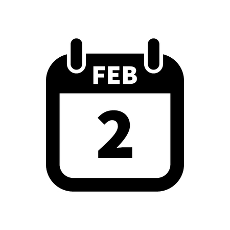 Simple black calendar icon with 2 february date on whiteのイラスト素材