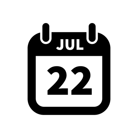 Simple black calendar icon with 22 july date on whiteのイラスト素材