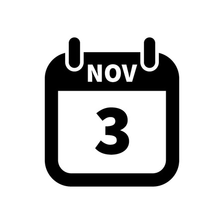 Simple black calendar icon with 3 november date on whiteのイラスト素材