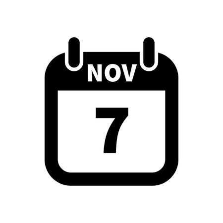Simple black calendar icon with 7 november date on whiteのイラスト素材