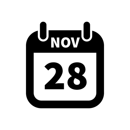 Simple black calendar icon with 28 november date on whiteのイラスト素材