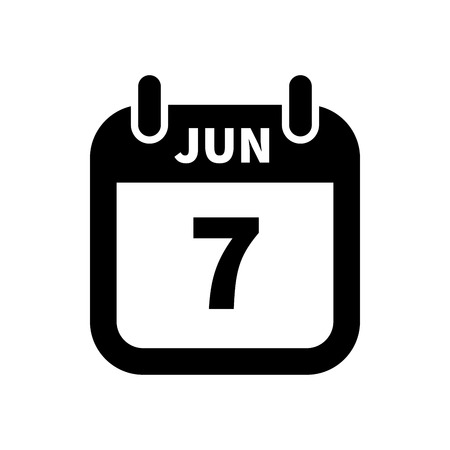 Simple black calendar icon with 7 june date on whiteのイラスト素材