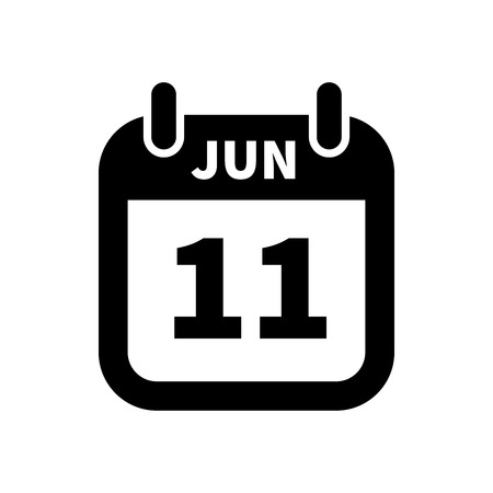 Simple black calendar icon with 11 june date on whiteのイラスト素材