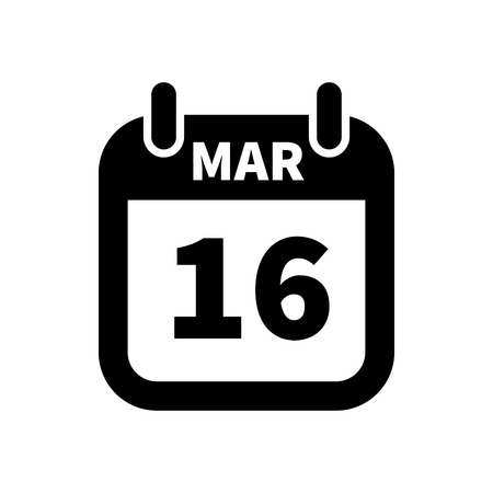Simple black calendar icon with 16 march date on whiteのイラスト素材