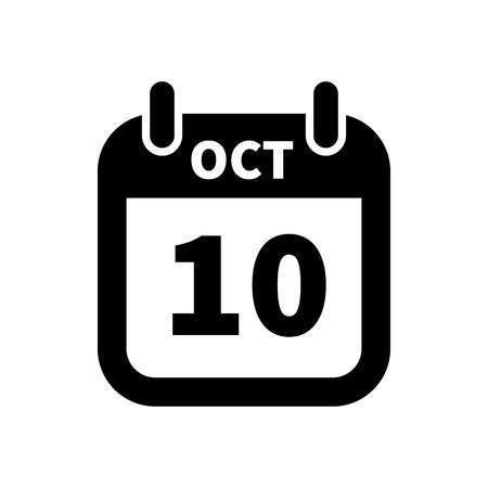 Simple black calendar icon with 10 october date on whiteのイラスト素材