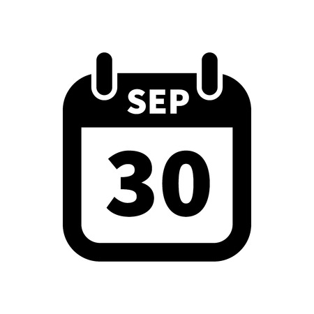 Simple black calendar icon with 30 september date on whiteのイラスト素材