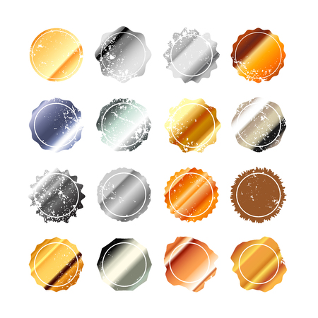Set of shiny metallic different retro blank labels on white background.のイラスト素材