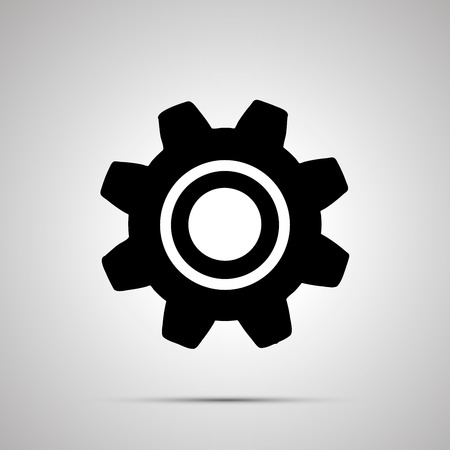Gear silhouette, simple black settings icon with shadowのイラスト素材
