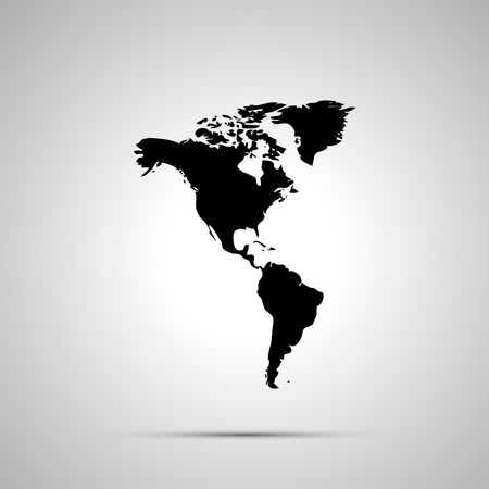 America with Greenland silhouette, simple black icon with shadowのイラスト素材