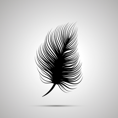 Feather silhouette, simple black icon with shadowのイラスト素材