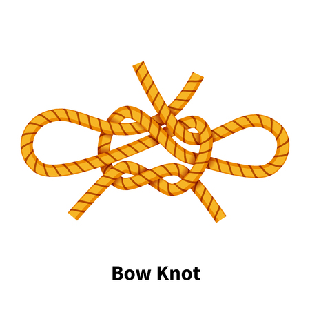 Bow sea knot. Bright colorful how-to guide on white , vectorのイラスト素材