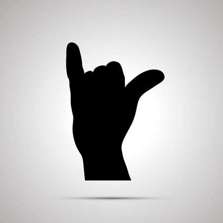 Black silhouette of hand in shaka gesture isolated on whiteのイラスト素材