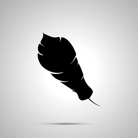 Feather silhouette, simple black icon with shadow on grayのイラスト素材