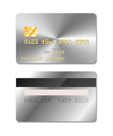 Platinum realistic credit card from both sides isolated on whiteのイラスト素材
