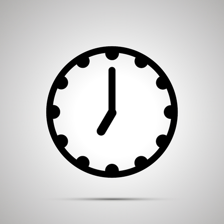 Clock face showing seven o'clock, simple black icon isolated on whiteのイラスト素材