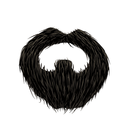 Detailed black mustache and beard isolated on whiteのイラスト素材