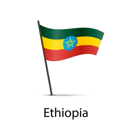 Ethiopia flag on pole, infographic element on whiteのイラスト素材