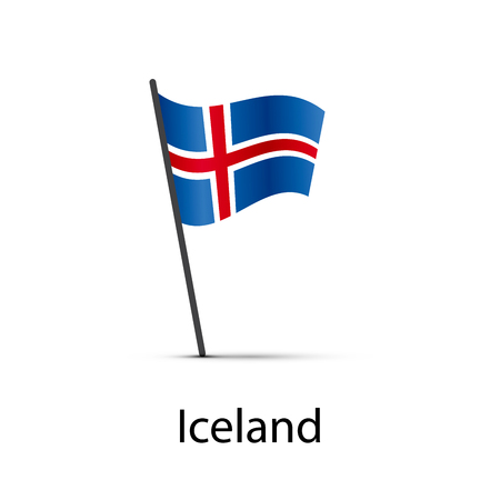 Iceland flag on pole, infographic element on whiteのイラスト素材
