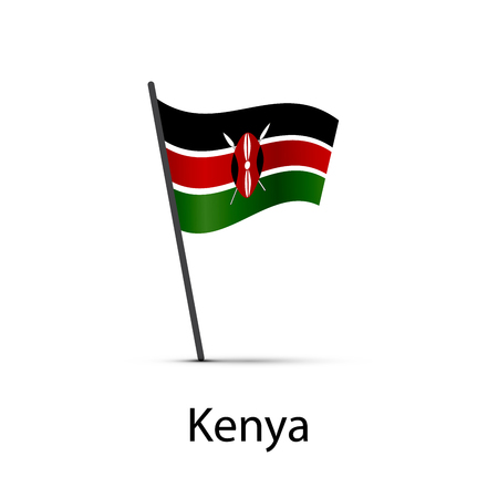 Kenya flag on pole, infographic element isolated on whiteのイラスト素材