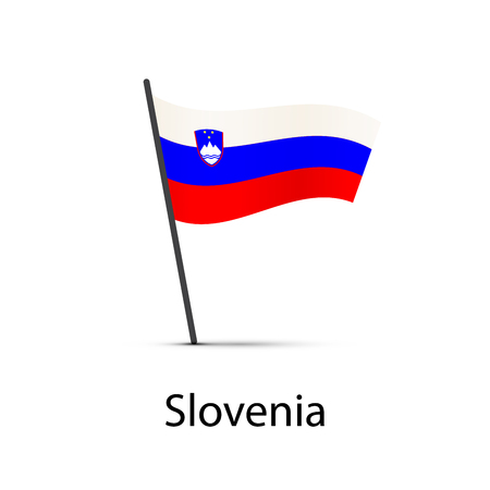 Slovenia flag on pole, infographic element isolated on whiteのイラスト素材