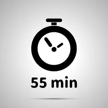 Fifty five minutes timer simple black icon with shadowのイラスト素材