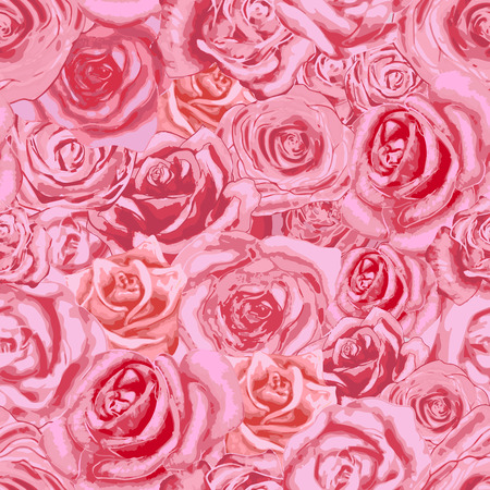Beautiful bright pink rosebuds, lovely seamless patternのイラスト素材