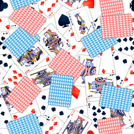 A lot of realistic playing cards, seamless patternのイラスト素材