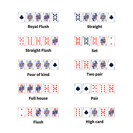 Big set of all kinds of poker cards combination isolated on whiteのイラスト素材