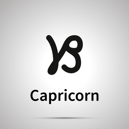 Capricorn astronomical sign, simple black icon with shadow on grayのイラスト素材