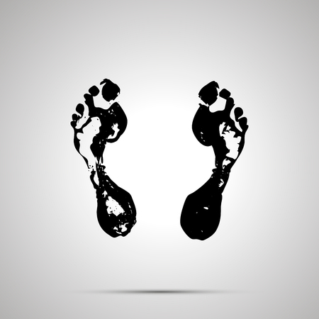 Imprints of bare human foots, simple black icon with shadowのイラスト素材