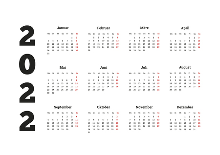 2022 year simple calendar on german language on whiteのイラスト素材