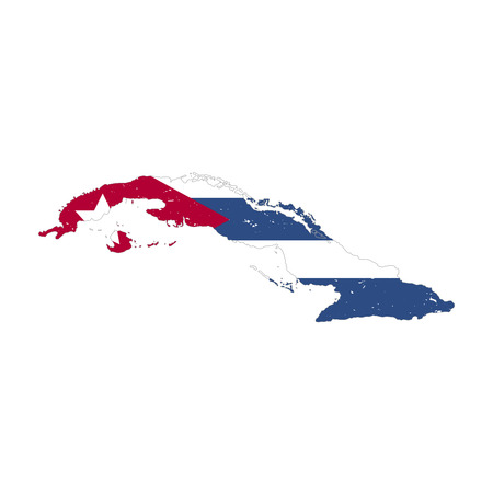 Cuba country silhouette with flag on background on white.epsのイラスト素材