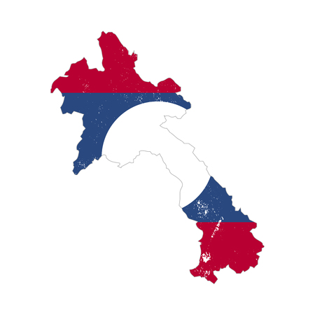 Laos country silhouette with flag on background on whiteのイラスト素材