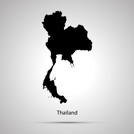 Thailand country map, simple black silhouette on grayのイラスト素材