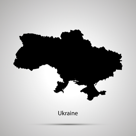 Ukraine country map, simple black silhouette on grayのイラスト素材