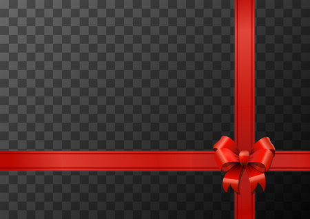 Bright red bow-knot and ribbon on transparent backgroundのイラスト素材