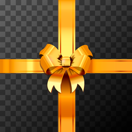 Bright golden bow-knot with tape on transparentのイラスト素材