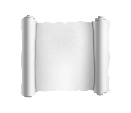 Old white textured scroll isolated on whiteのイラスト素材