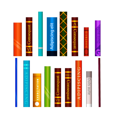 Set of different colorful books isolated on whiteのイラスト素材