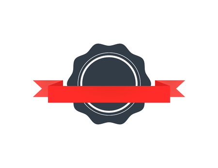 Black retro badge with red tape isolated on whiteのイラスト素材