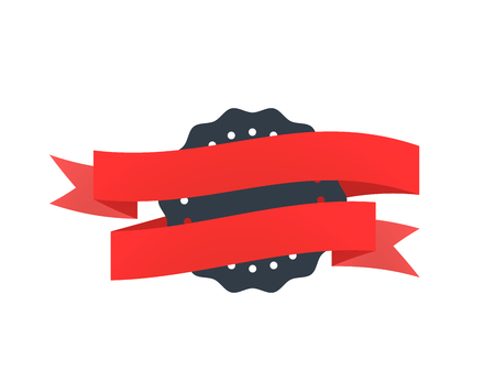 Old black badge with red tape isolated on whiteのイラスト素材
