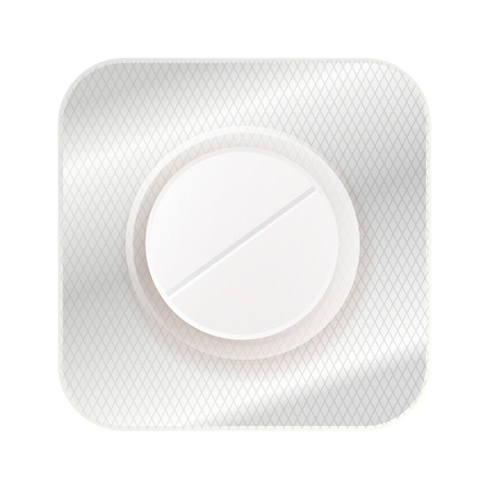 White round pill in blister on whiteのイラスト素材