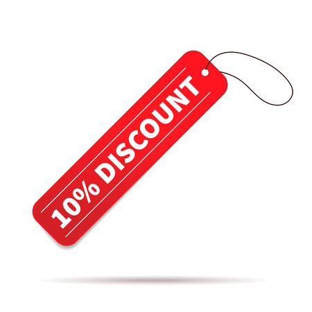 Ten percent discount red sale price label isolated on whiteのイラスト素材