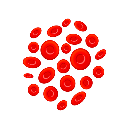 Group of different erythrocytes, red blood cells isolated on whiteのイラスト素材