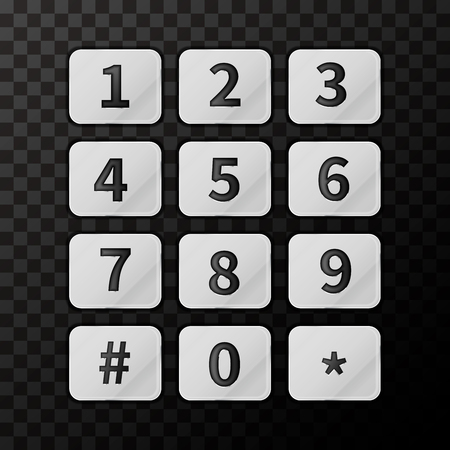 Glossy metallic phone buttons on transparent backgroundのイラスト素材
