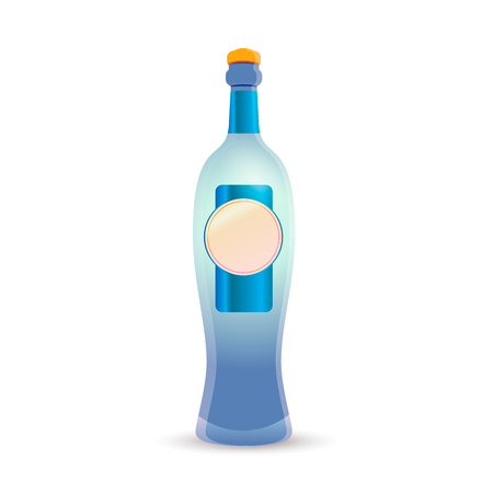 Bright glossy luxury gin bottle isolated on whiteのイラスト素材