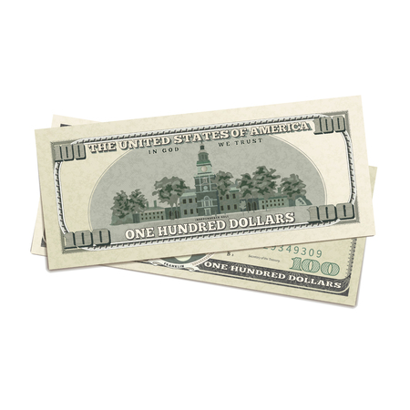 Fake two hundreds USA dollars, banknotes isolated on whiteのイラスト素材
