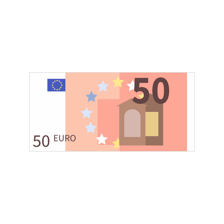 Flat simple fifty euro banknote on whiteのイラスト素材