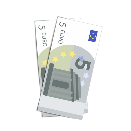Couple of simple five euro banknotes isolated on whiteのイラスト素材